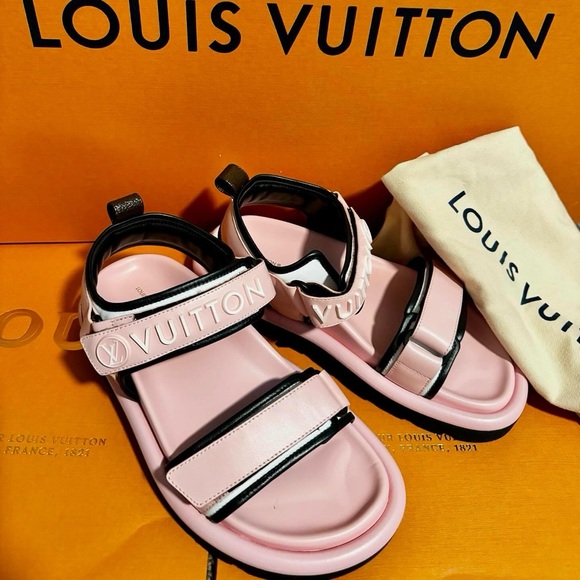 New and Authentic Louis Vuitton pink Velcro sandals in 38 - Picture 1 of 7